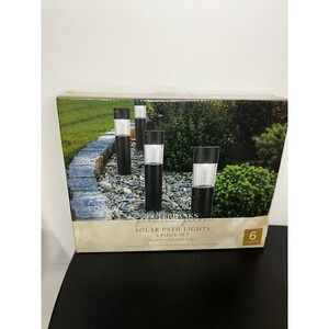 Outerbanks Premium Solar LED Path Lights 6 Pack, Waterproof Outdoor Garden Light